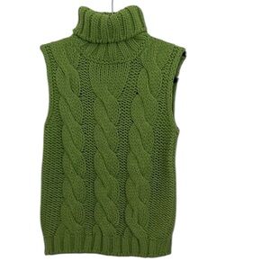 NWOT Vintage United Colors of Benetton sleeveless cable thick turtleneck sweater